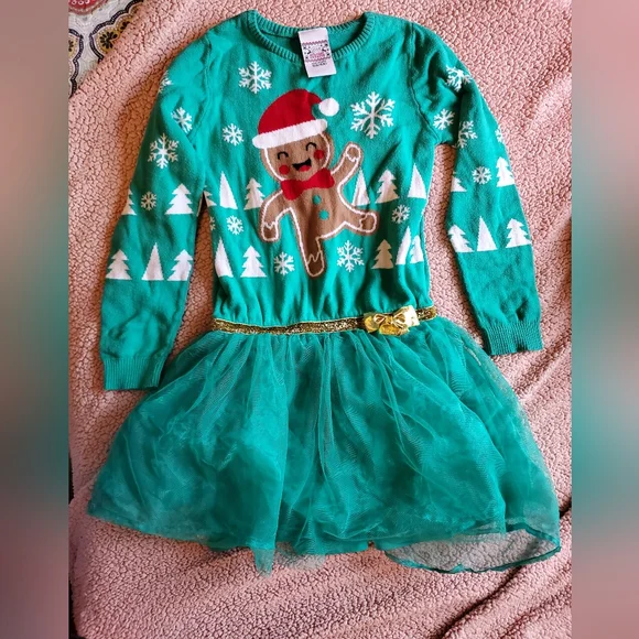holiday sweater dress Christmas Tree Round Neck Sweater Dress